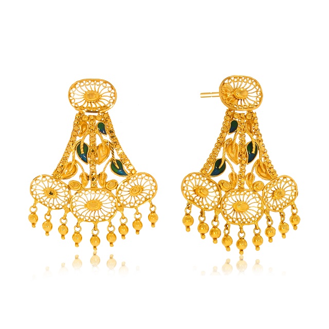 KIMI  AABI JEWELS 22CT  BIS HALLMARK GOLD EARRINGS FOR  WOMEN
