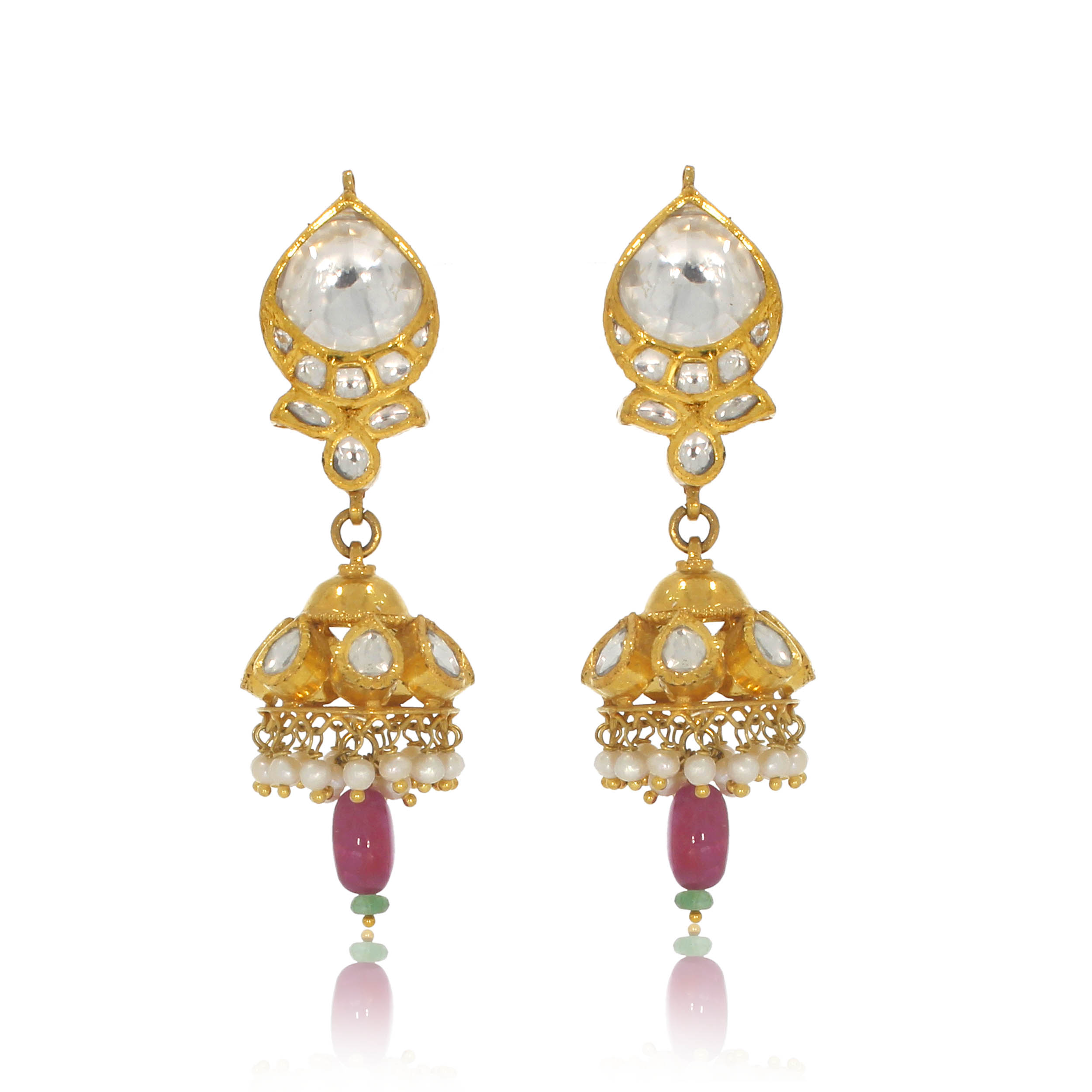 REMI  AABI JEWELS 22CT  BIS HALLMARK GOLD GEMSTONE EARRINGS FOR 