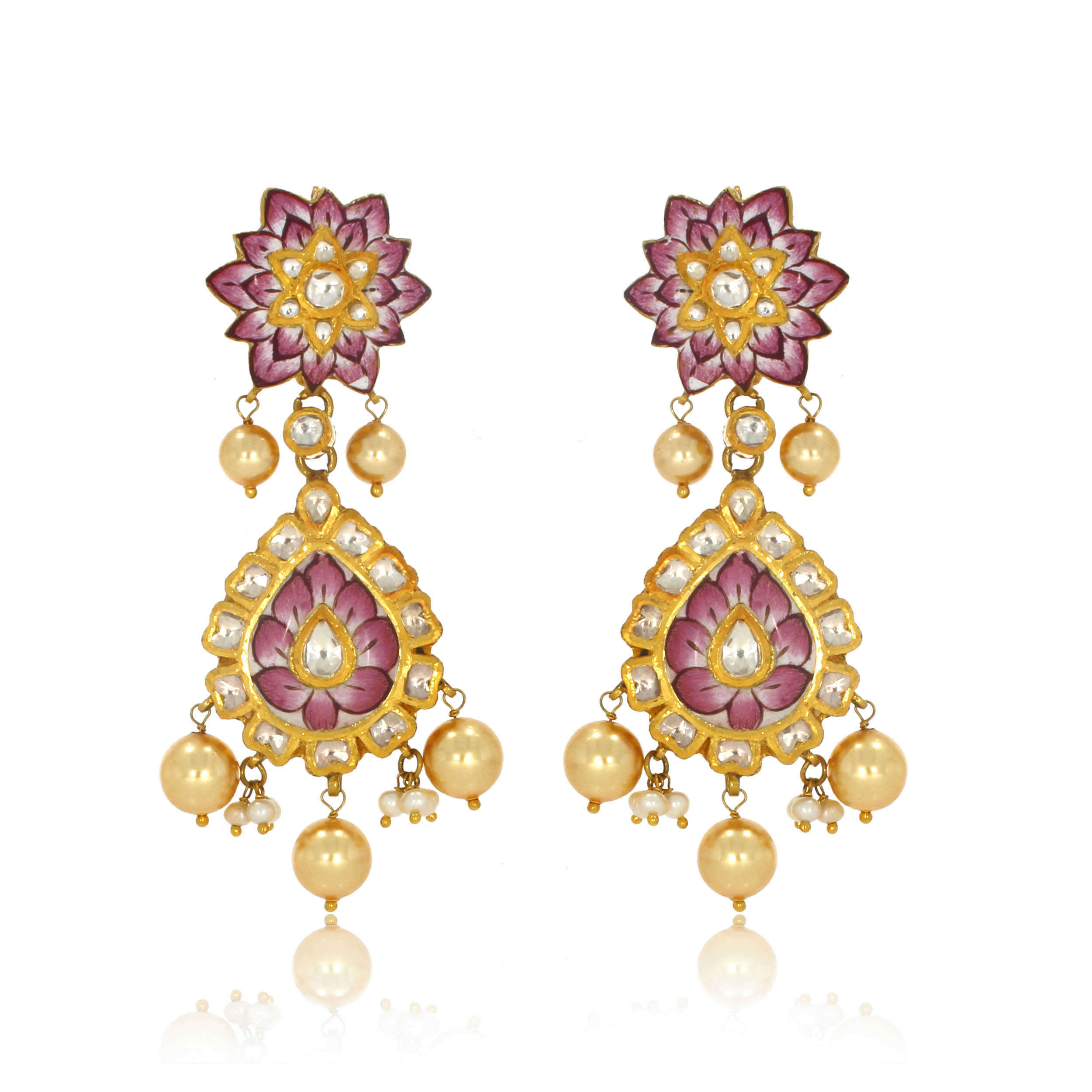 DISHA AABI JEWELS 22CT  BIS HALLMARK GOLD GEMSTONE EARRINGS FOR 