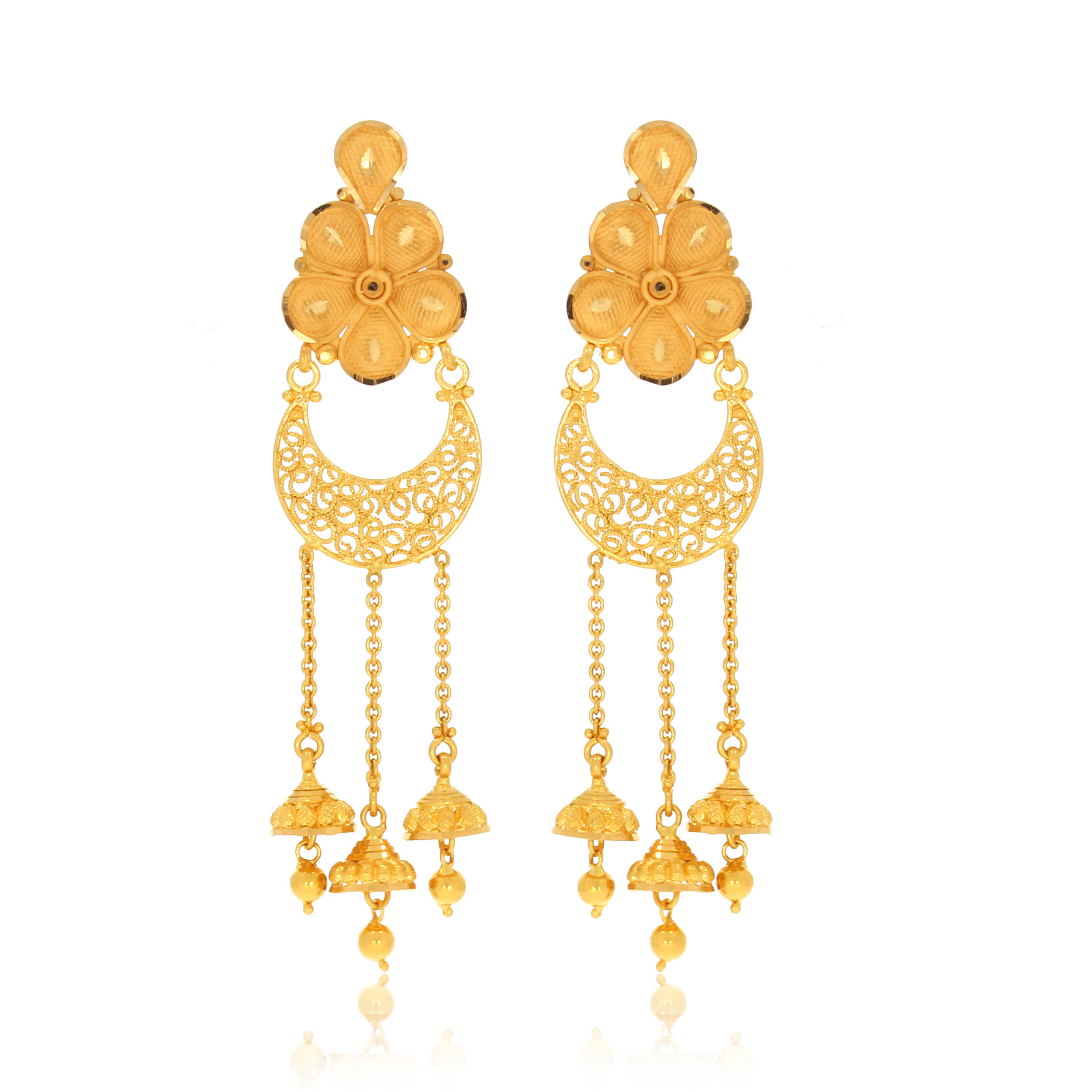 SULI AABI JEWELS 22CT  BIS HALLMARK GOLD EARRINGS FOR  WOMEN