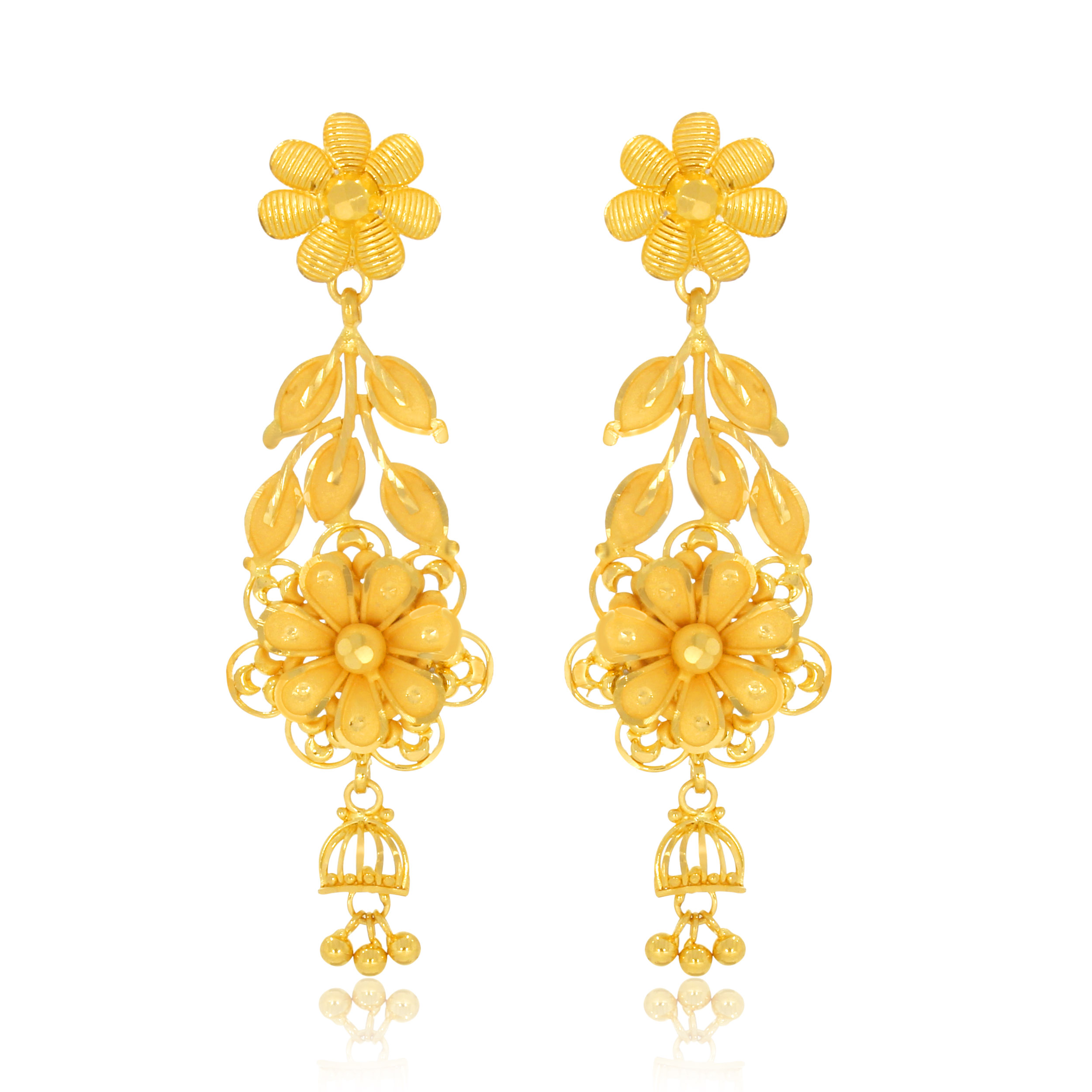 BULBUL AABI JEWELS 22CT  BIS HALLMARK GOLD EARRINGS FOR  WOMEN