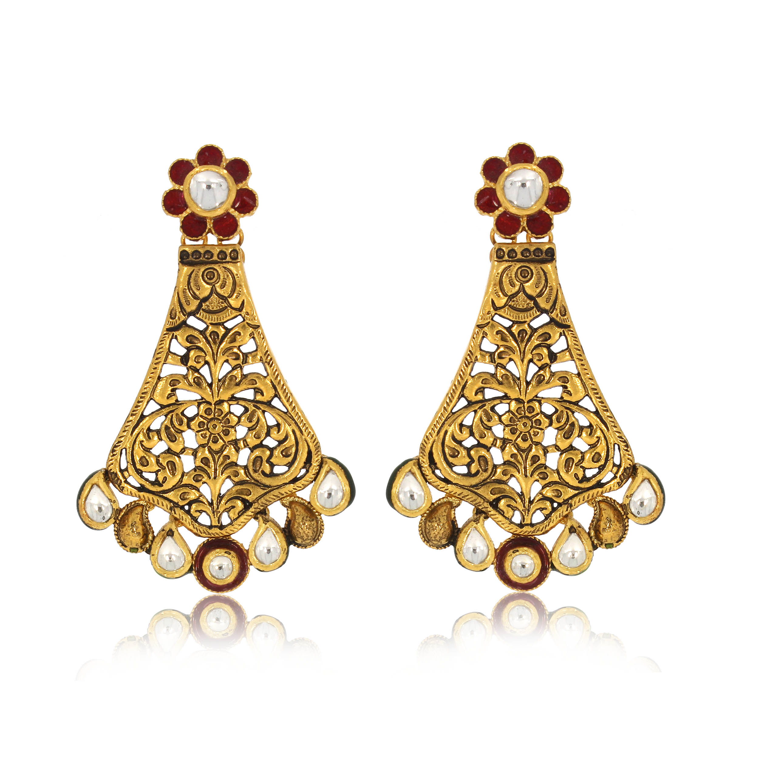 VIDHYA  AABI JEWELS 22CT  BIS HALLMARK GOLD GEMSTONE EARRINGS FO