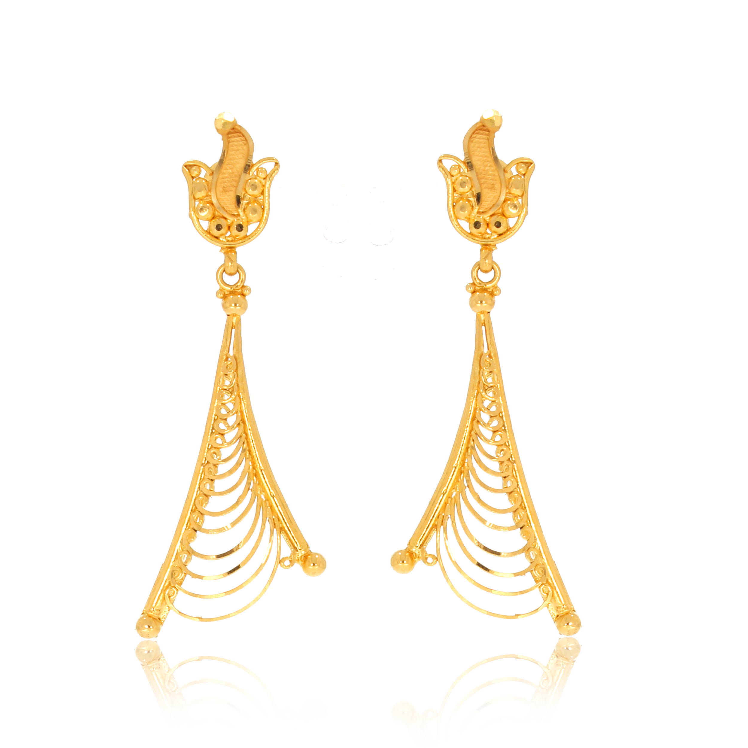 GIA AABI JEWELS 22CT  BIS HALLMARK GOLD EARRINGS FOR  WOMEN