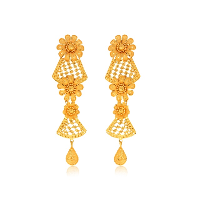 DEEPA AABI JEWELS 22CT  BIS HALLMARK GOLD EARRINGS FOR  WOMEN
