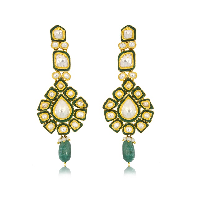 RICHA  AABI JEWELS 22CT  BIS HALLMARK GOLD  GEMSTONE EARRINGS FO
