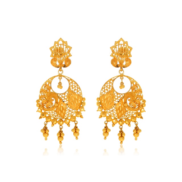 SIMMI  AABI JEWELS 22CT  BIS HALLMARK GOLD EARRINGS FOR  WOMEN