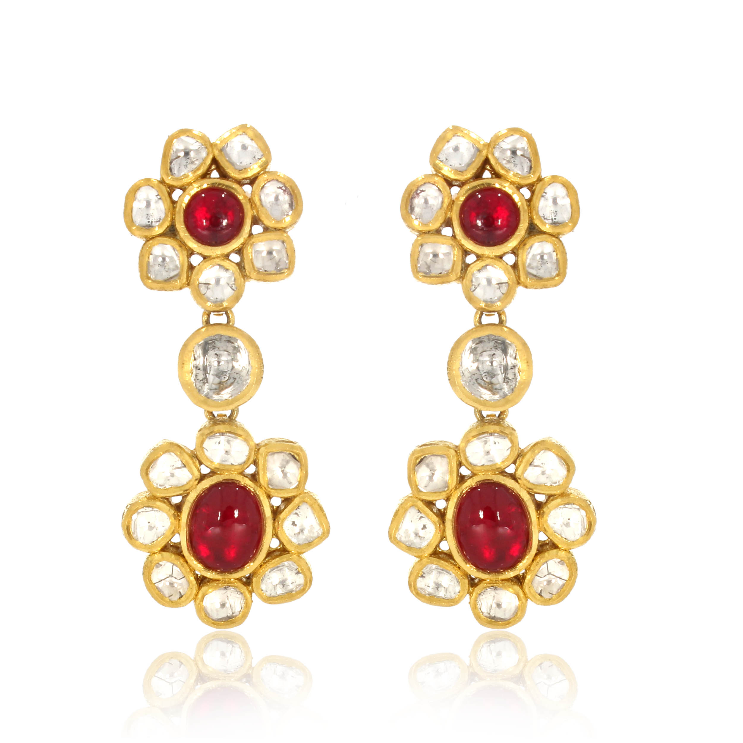 JI AABI JEWELS 22CT  BIS HALLMARK GOLD GEMSTONE EARRINGS FOR  WO