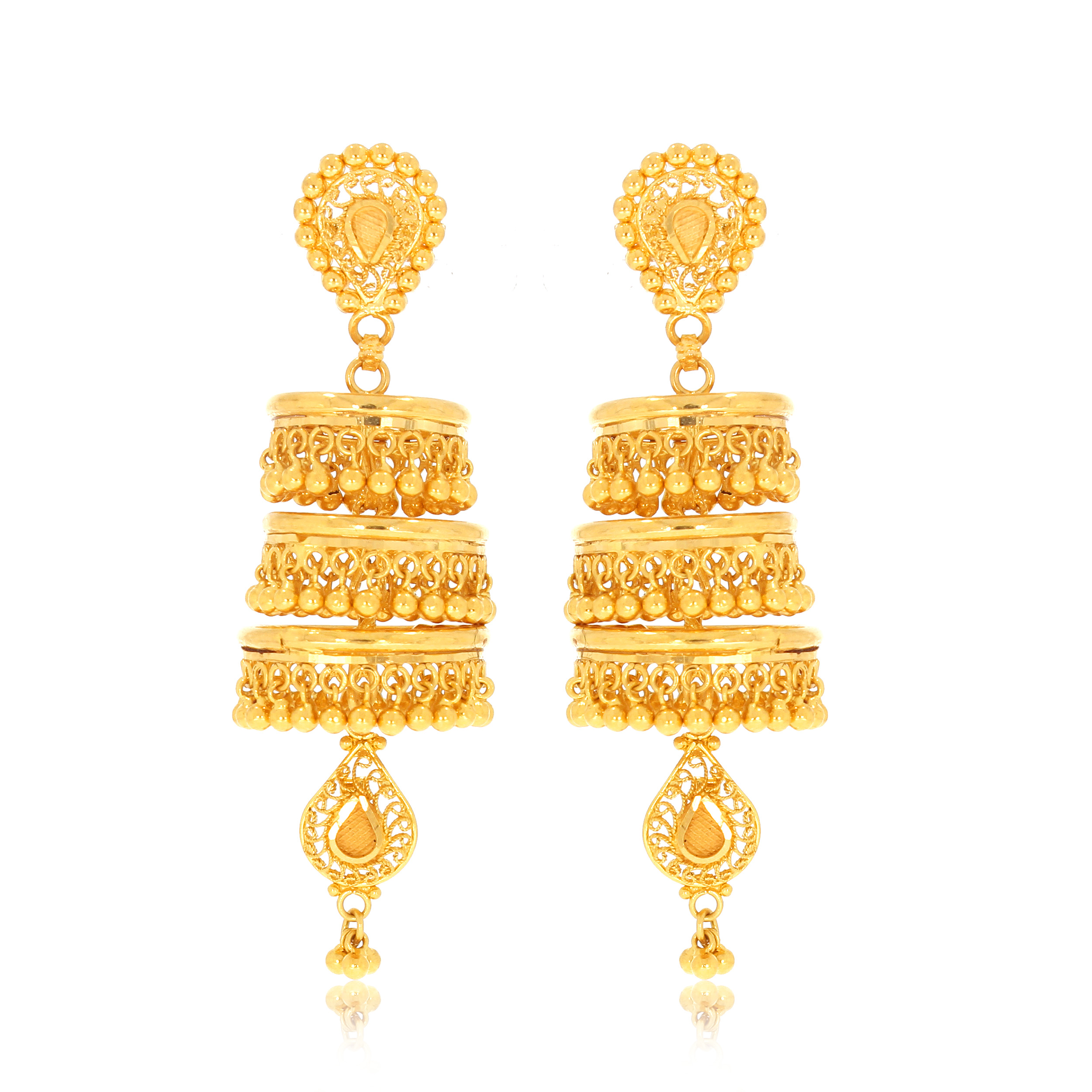 KUMAR AABI JEWELS 22CT  BIS HALLMARK GOLD JHUMKA FOR  WOMEN
