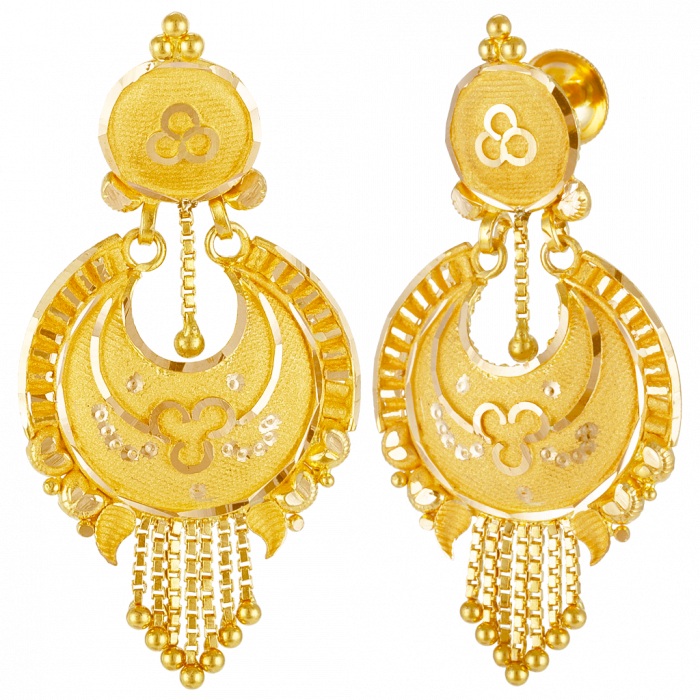 NAJI AABI JEWELS 22kT  BIS HALLMARK GOLD JEWELRY EARRINGS FOR  W