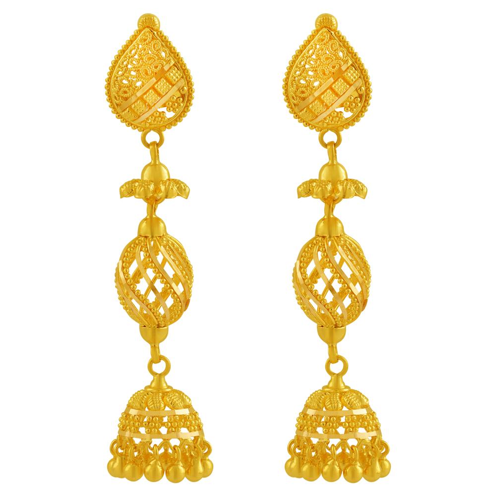 ARU  AABI JEWELS 22CT  BIS HALLMARK GOLD JEWELLERY  JHUMKI   FOR