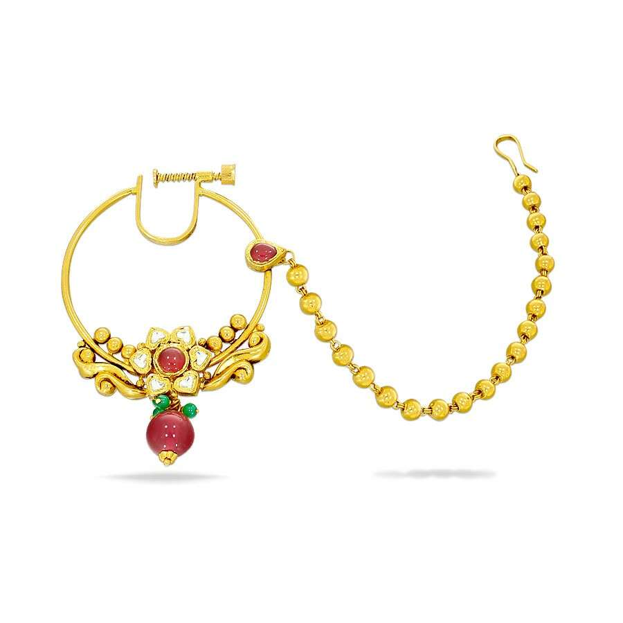 HANU AABI JEWELS 22CT  BIS HALLMARK GOLD  NOSE PIN BESAR   FOR  