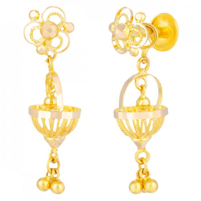 FALI AABI JEWELS 22CT  BIS HALLMARK GOLD JEWELLRY  JHUMKI FOR  W