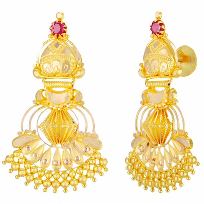 QILA  AABI JEWELS 22KT  BIS HALLMARK GOLD EARRINGS FOR  WOMEN