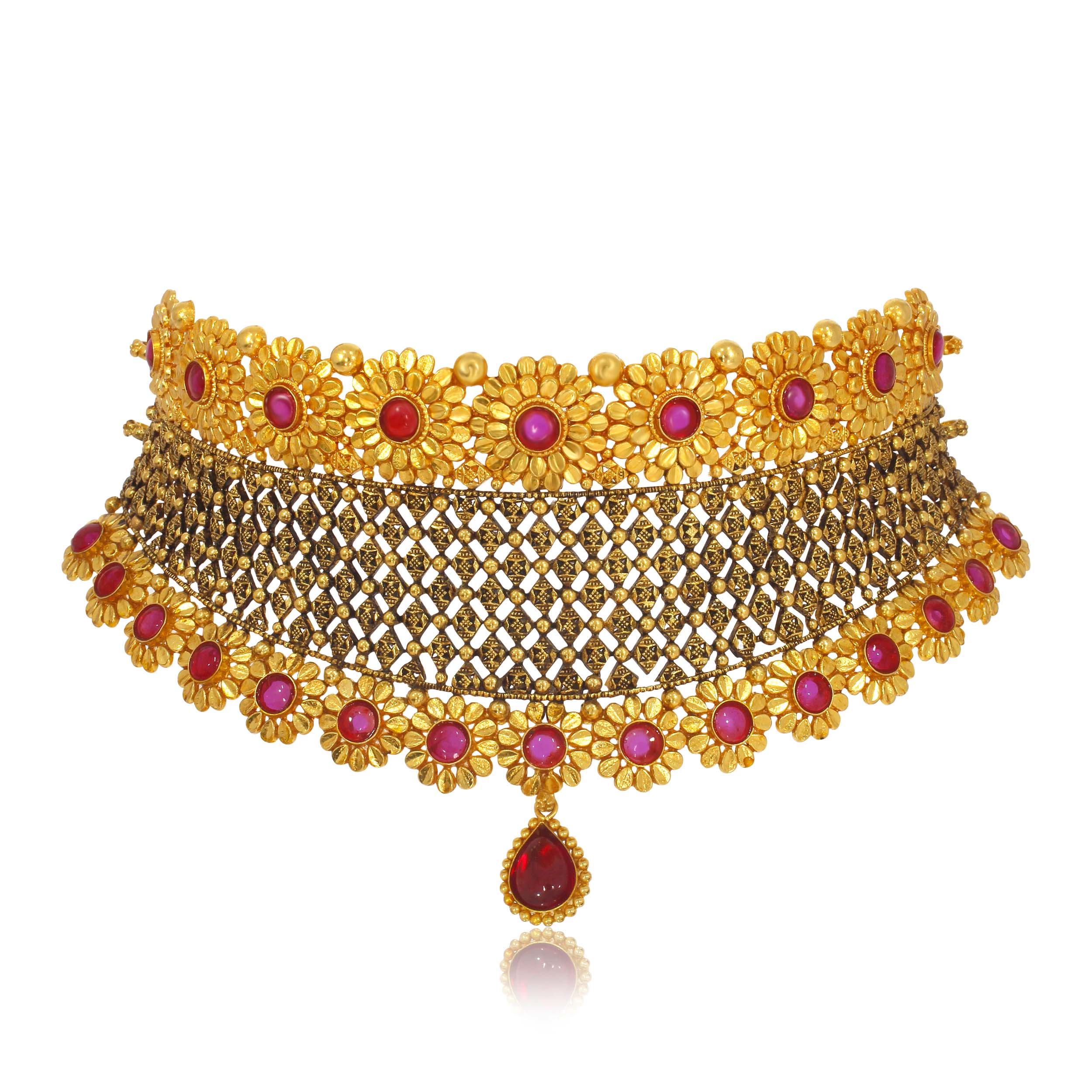 ANGEL  AABI JEWELS 22CT  BIS HALLMARK GEMSTONE GOLD NECKLACE FOR