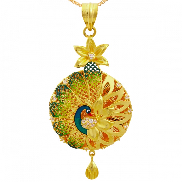 PEACOCK   AABI JEWELS 22KT  BIS HALLMARK GOLD JEWELLRY NEW DESIG