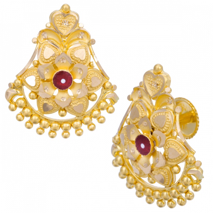 TULI AABI JEWELS 22KT  BIS HALLMARK GOLD EARRINGS FOR  WOMEN