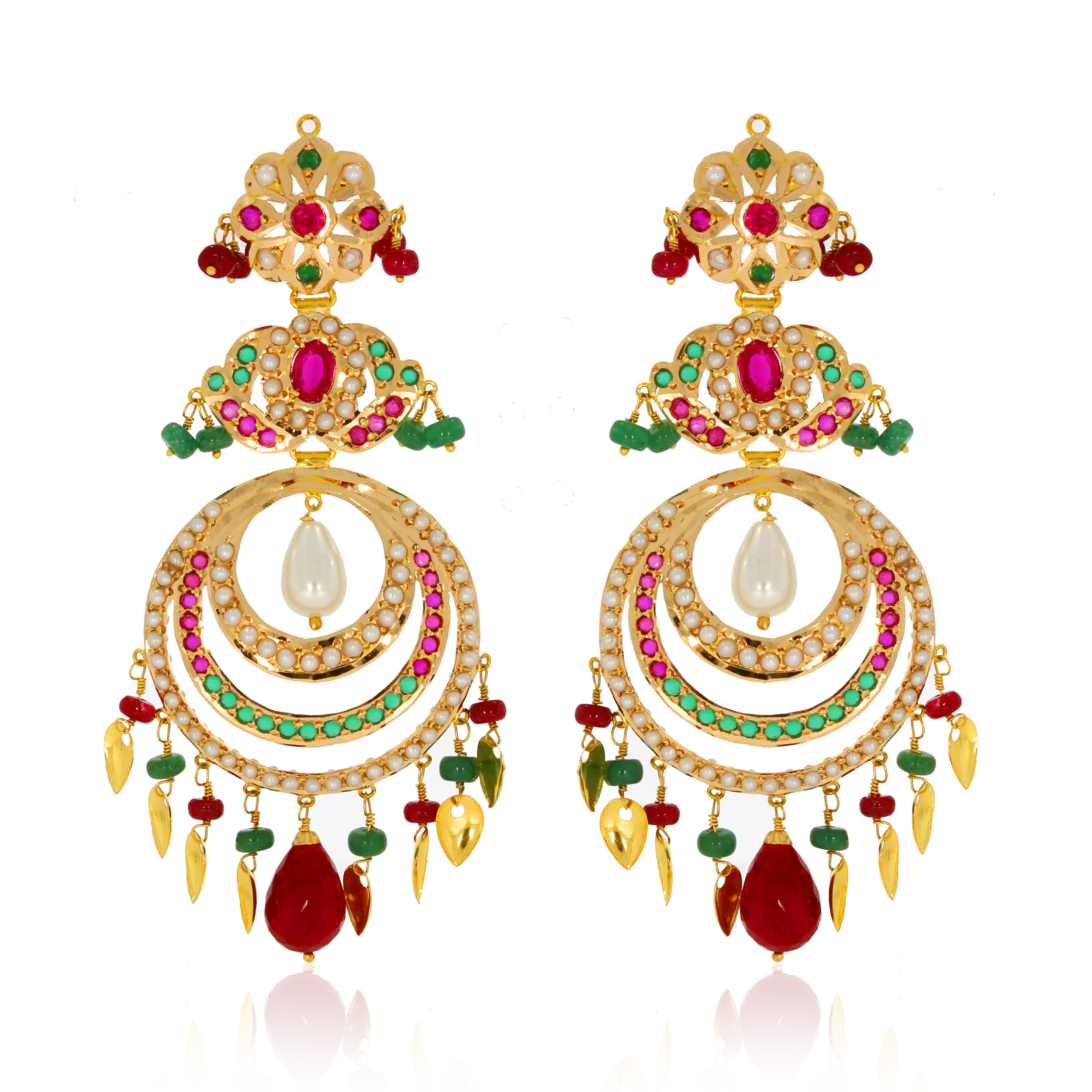 MAHAI AABI JEWELS 22CT  BIS HALLMARK GOLD GEMSTONE EARRINGS FOR