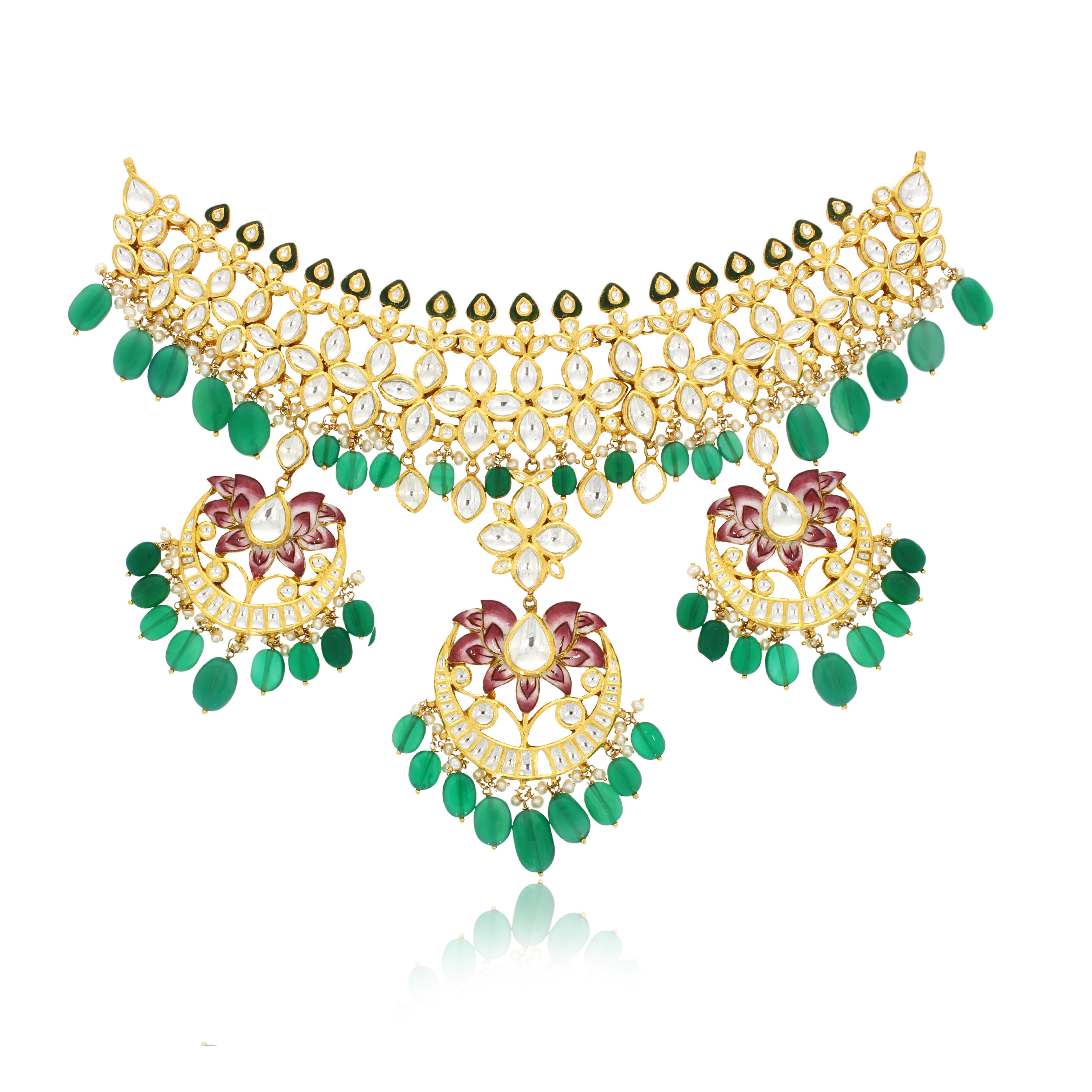 DIPA AABI JEWELS 22CT BIS HALLMARK GOLD GEMSTONE  NECKLACE FOR W