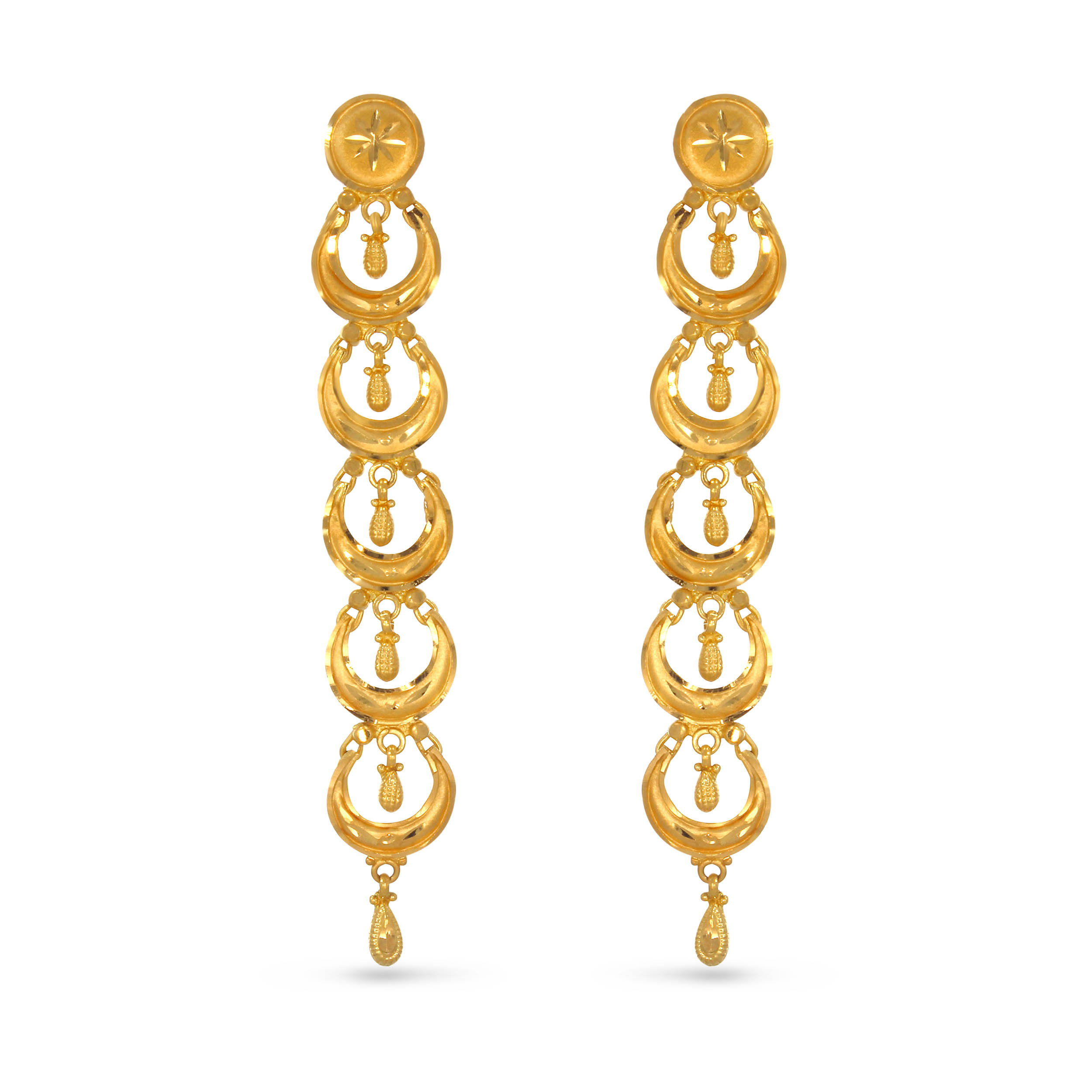 RASHI  AABI JEWELS 22CT  BIS HALLMARK GOLD LONG EARRINGS FOR  WO