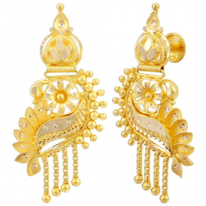 ZAVI AABI JEWELS 22KT  BIS HALLMARK GOLD EARRINGS FOR  WOMEN
