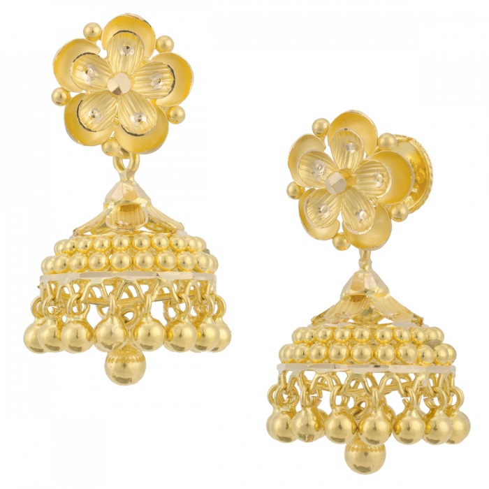 SONEE AABI JEWELS 22KT  BIS HALLMARK GOLD JHUMKI FOR  WOMEN