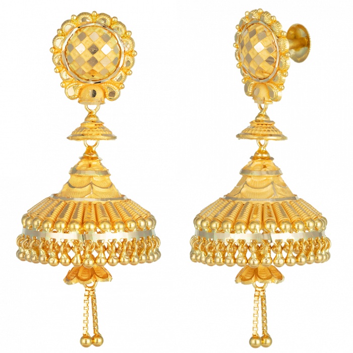 JAYA AABI JEWELS 22KT  BIS HALLMARK GOLD JEWELLRY  JHUMKI FOR  W