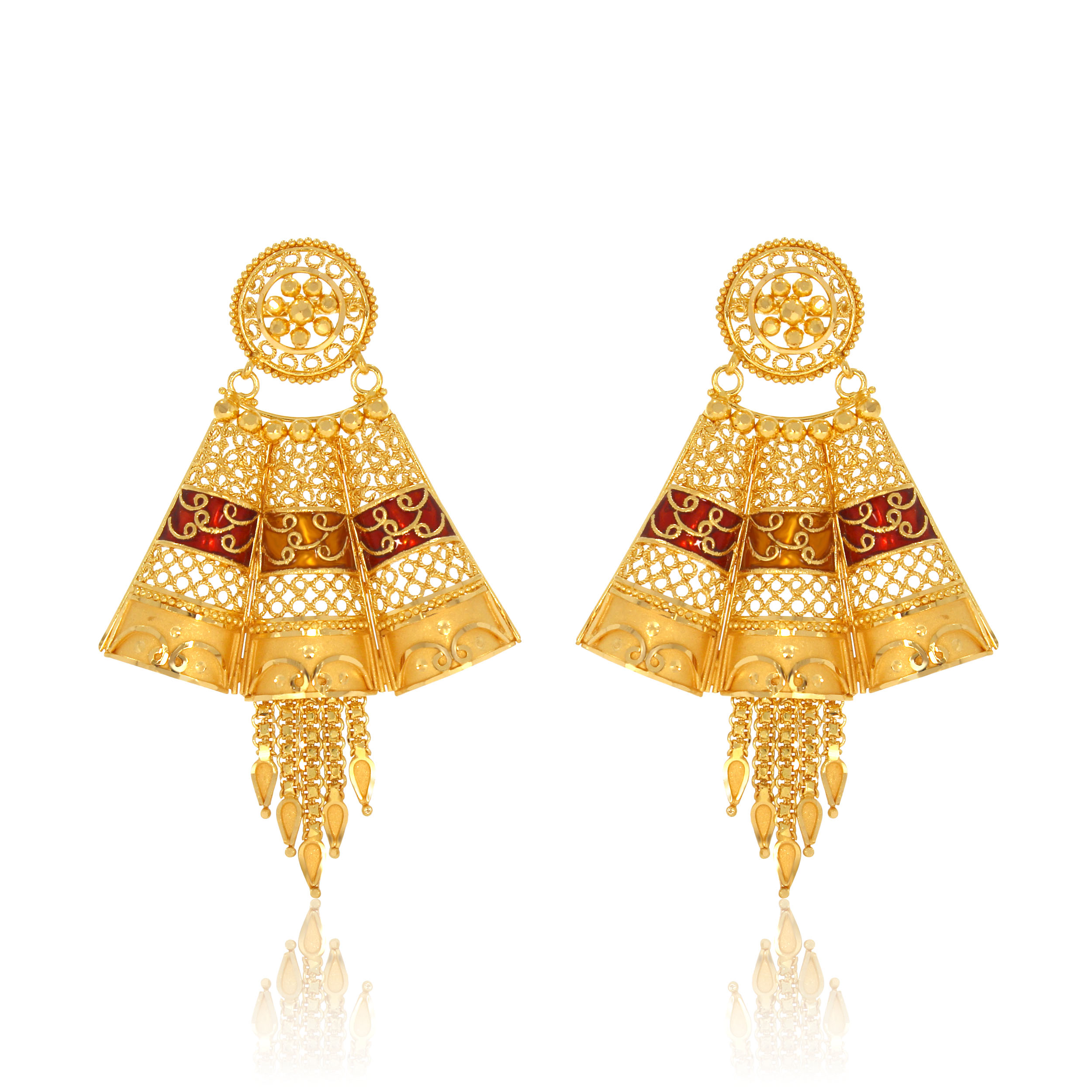 DEVEN AABI JEWELS 22CT  BIS HALLMARK GOLD EARRINGS FOR  WOMEN