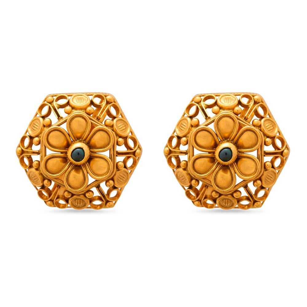 HELI AABI JEWELS 22CT  BIS HALLMARK GOLD GEMSTONE HOOPS FOR  WOM