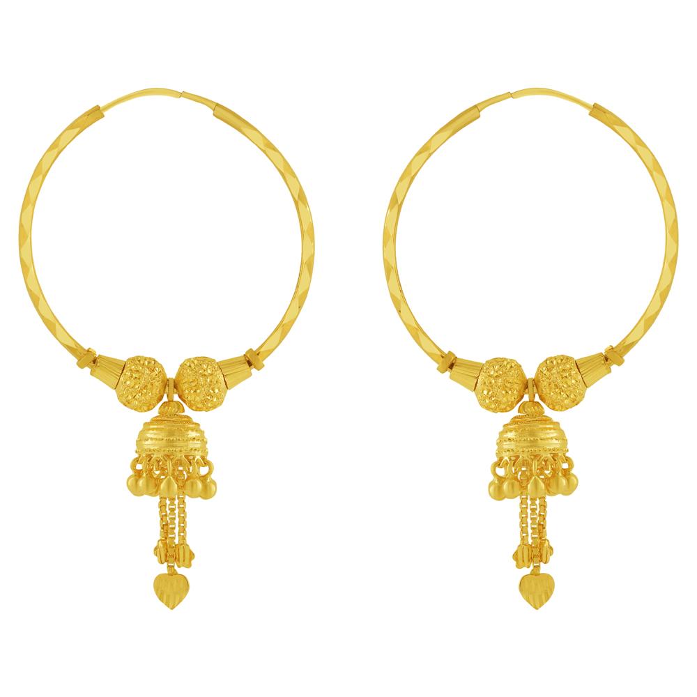 PRABHA  AABI JEWELS 22CT  BIS HALLMARK GOLD  BIG SIZE EARRINGS B