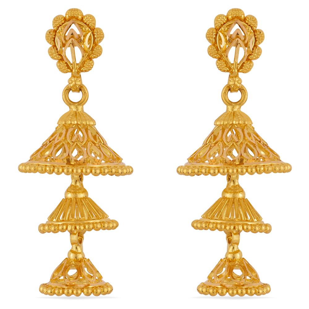 ELA  AABI JEWELS 22CT  BIS HALLMARK GOLD JEWELLERY  JHUMKI BALI 