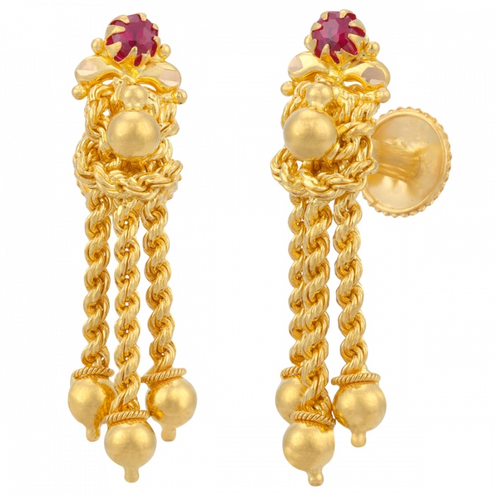 DEVAN  AABI JEWELS 22KT  BIS HALLMARK GOLD  EARRINGS  FOR  WOMAN