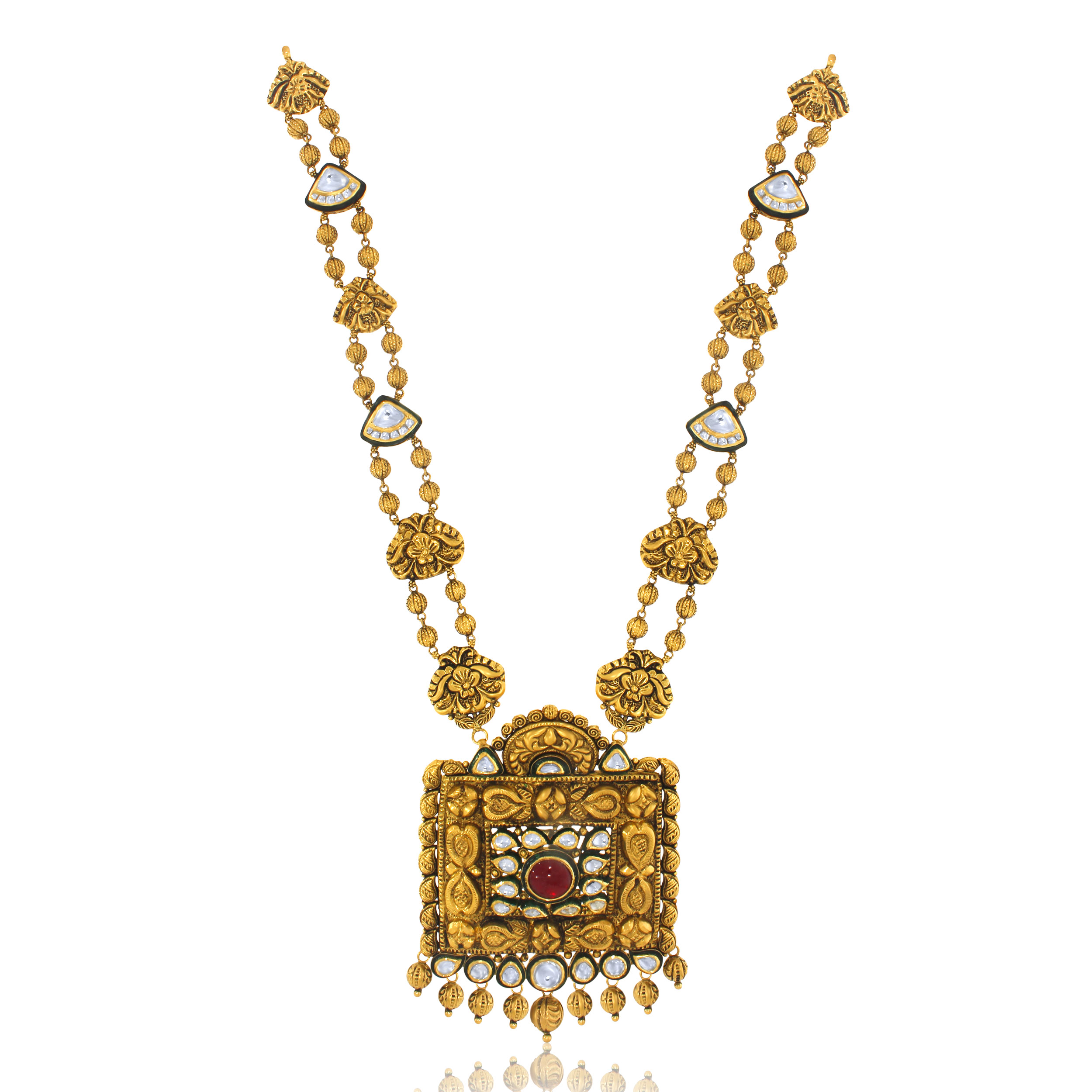 TEEN  AABI JEWELS 22CT BIS HALLMARK GOLD GEMSTONE  LONG NECKLACE