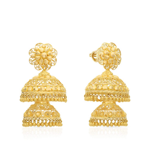 RAJI  AABI JEWELS 22CT BIS HALLMARK GOLD DOUBLE STORY JHUMKA WOM