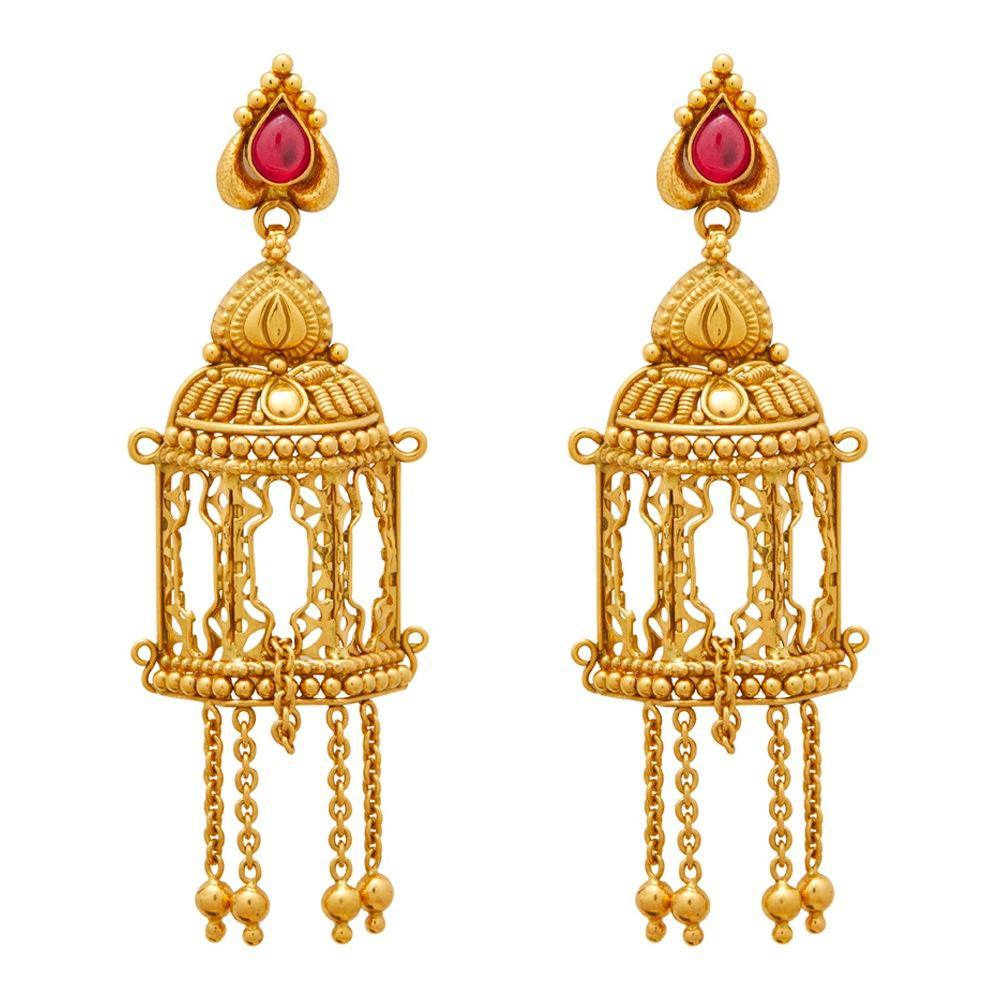 RAHEL  AABI JEWELS 22CT  BIS HALLMARK GOLD JEWELLRY  JHUMKI  FOR