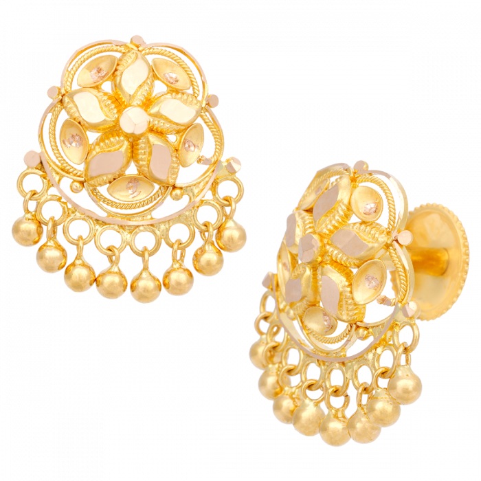SALIN AABI JEWELS 22KT  BIS HALLMARK GOLD EARRINGS FOR  WOMEN