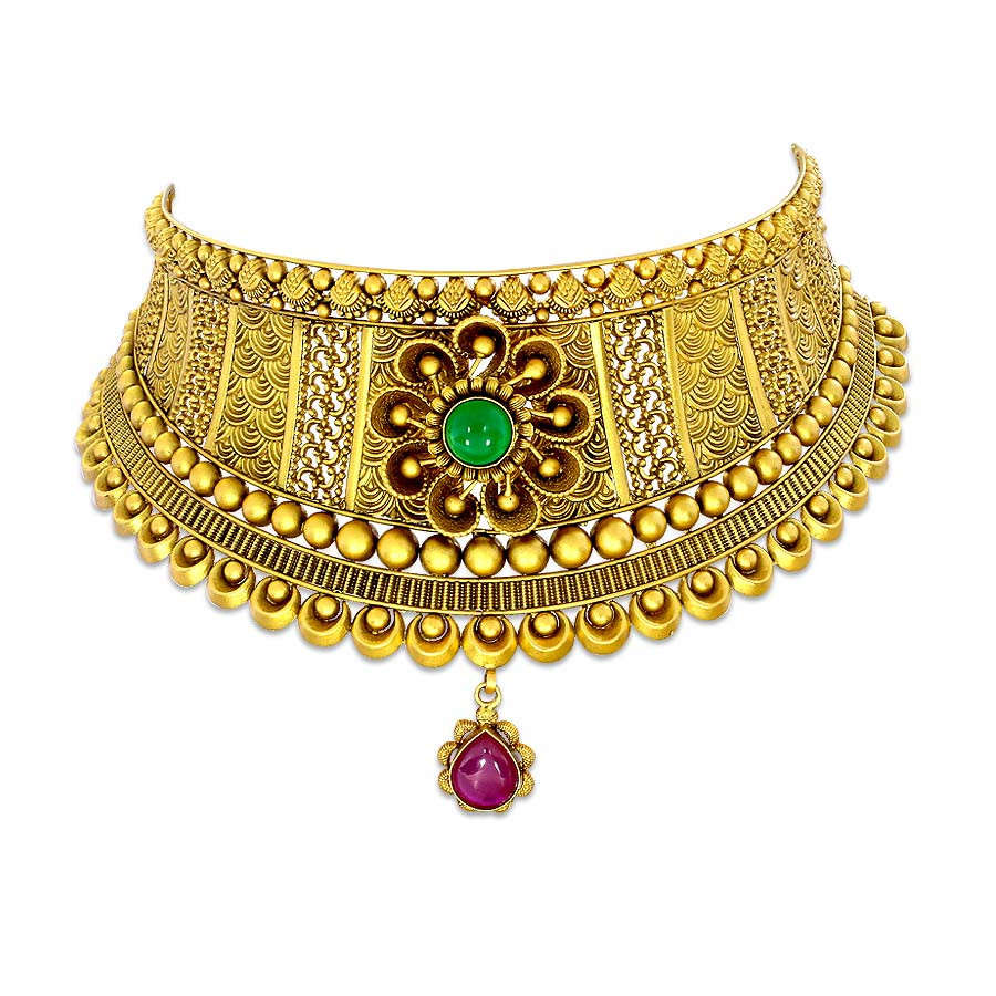 RIVI  AABI JEWELS 22CT  BIS HALLMARK GOLD  NECKLACE CHOKER  FOR 