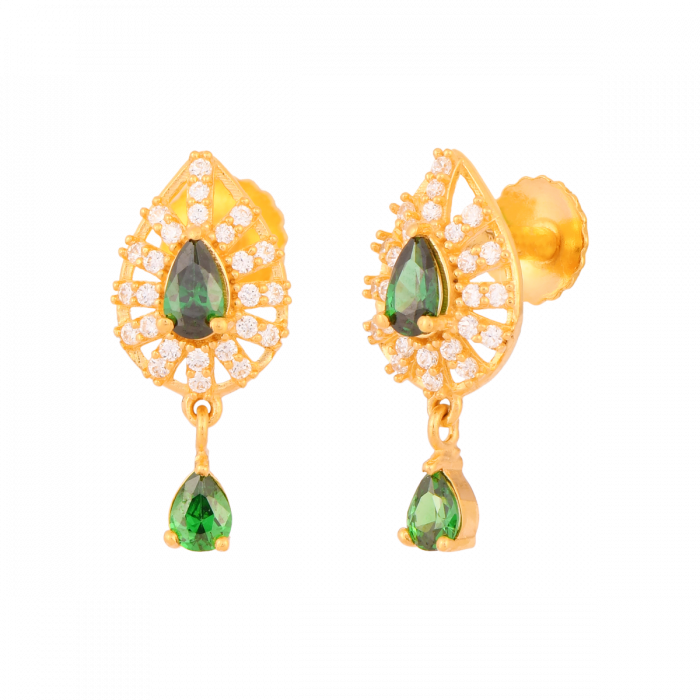 FERI AABI JEWELS 22KT  BIS HALLMARK GOLD GEMSTONE JEWELLRY EARRI