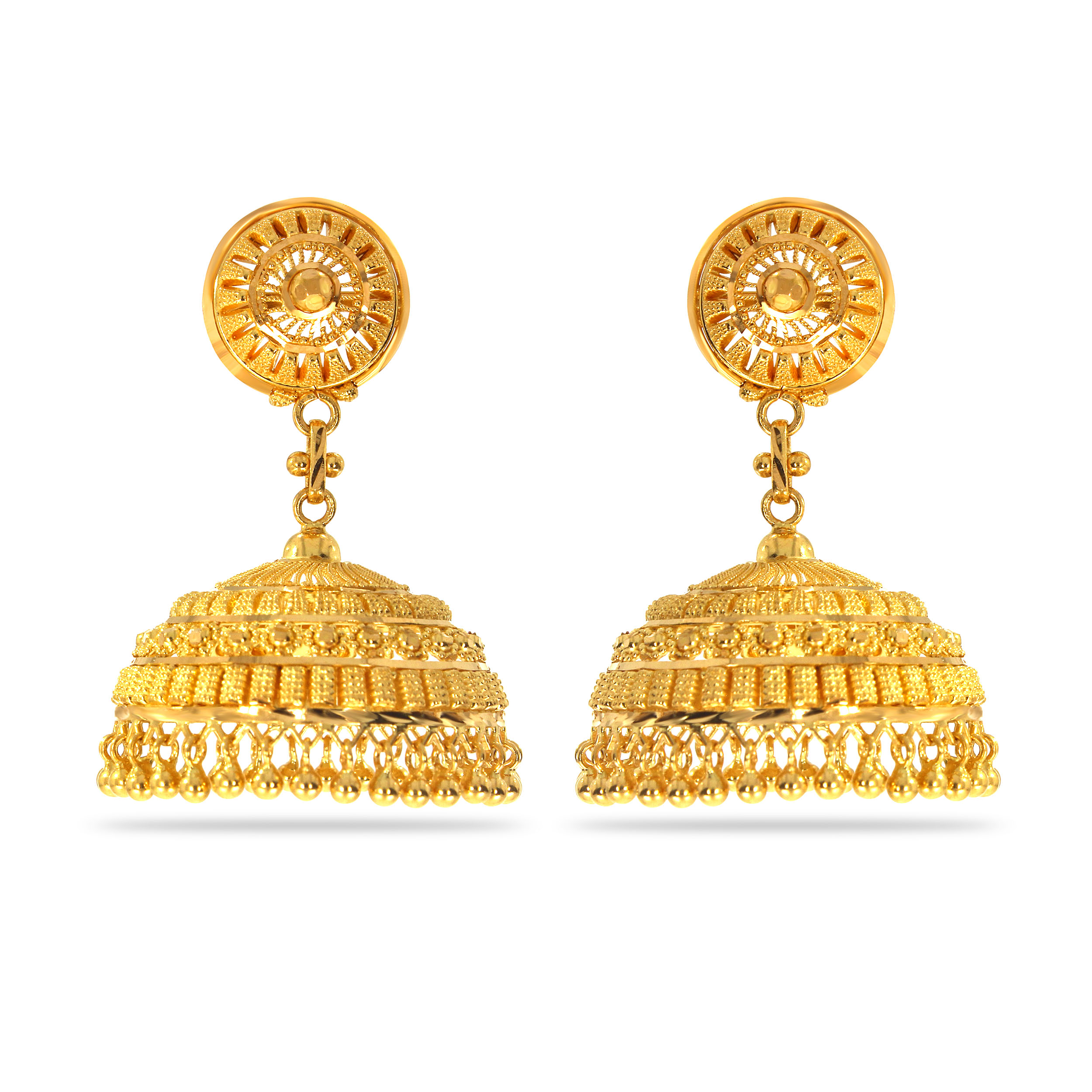 SUR  AABI JEWELS 22CT  BIS HALLMARK GOLD JHUMKA FOR  WOMAN